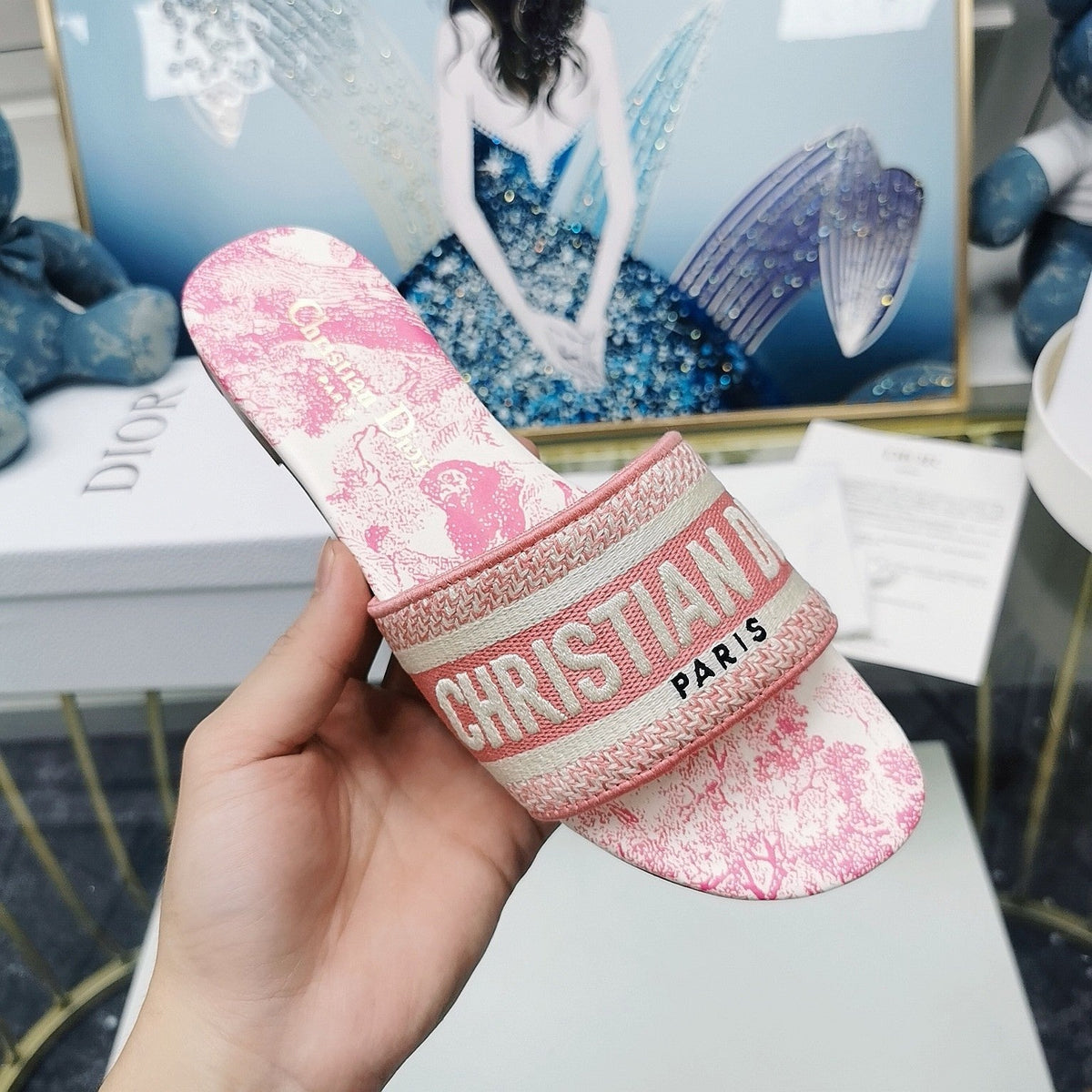 DIOR CD Mule Dway Slide 10mm Multi-motifs Style 28