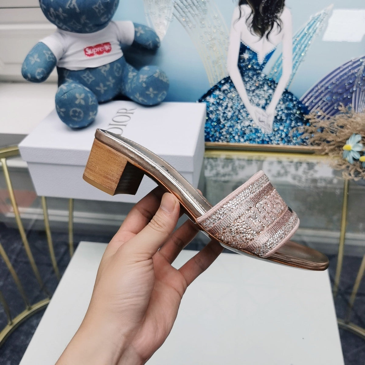 DIOR CD Mule Dway Heeled Slide 45mm Style 16