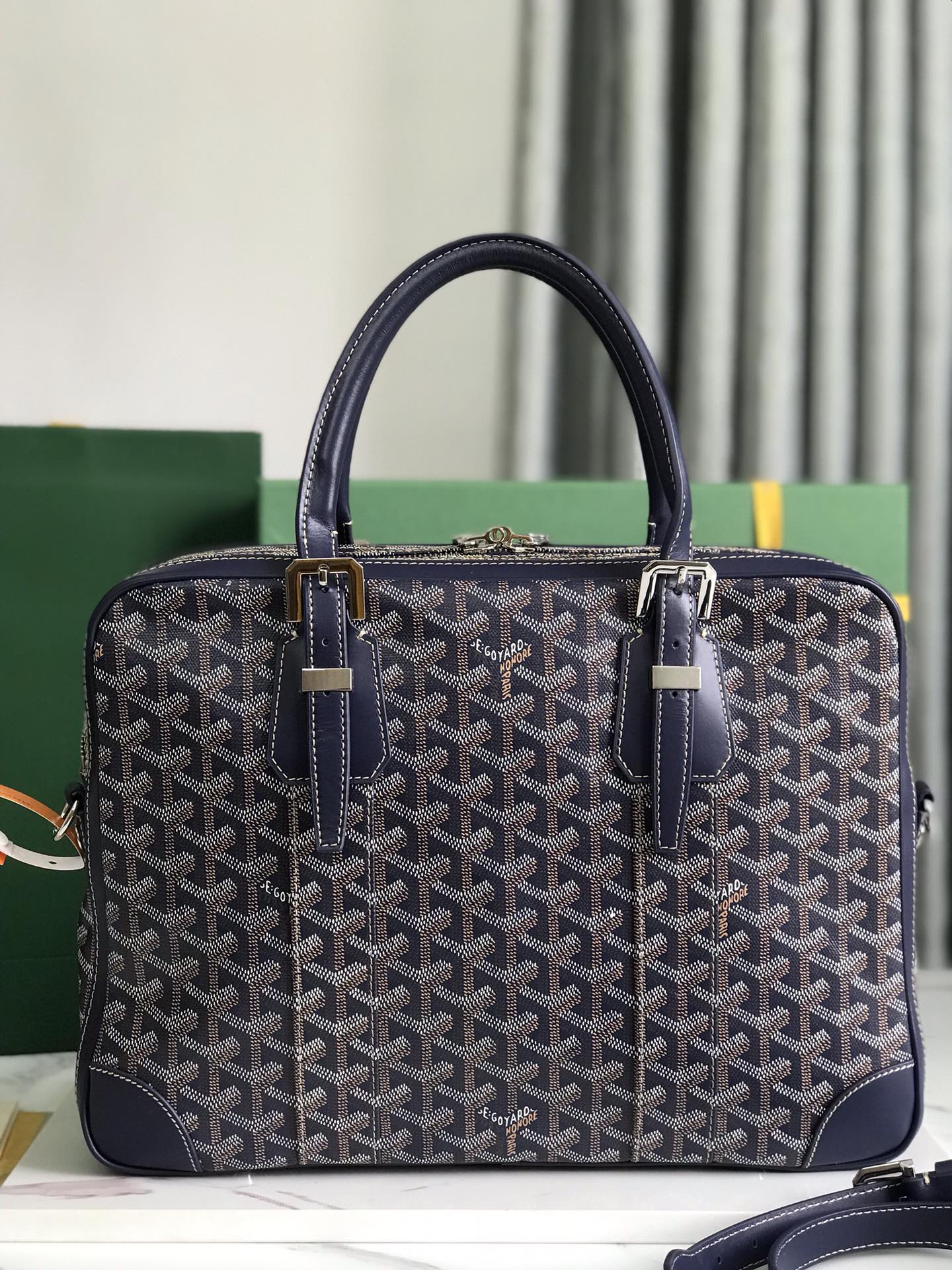 AMBASSADE DOCUMENT CASE 35 IN NAVY BLUE GOYARDINE CANVAS