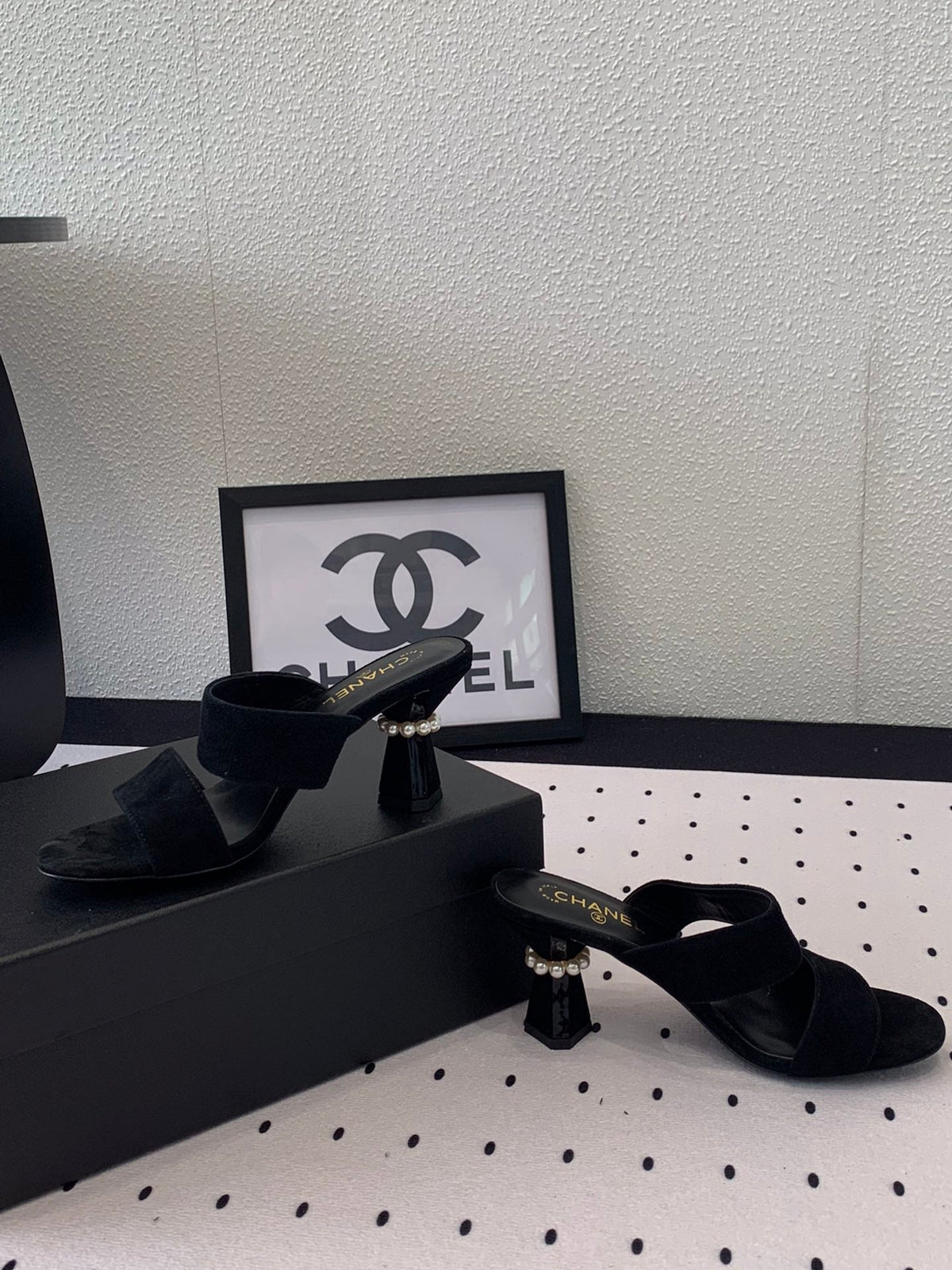 CHANEL MULES black LAMBSKIN