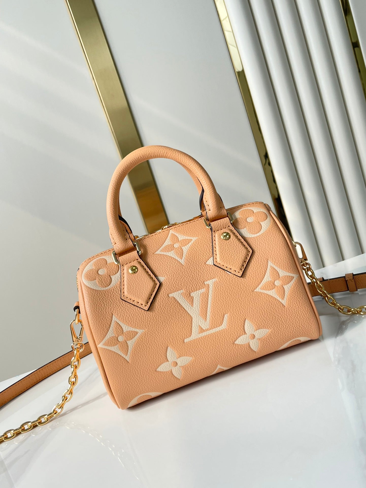 LOUIS VUITTON SPEEDY BANDOULIÈRE 20 IN ARIZONA CREAM MONOGRAM EMPREINTE LEATHER