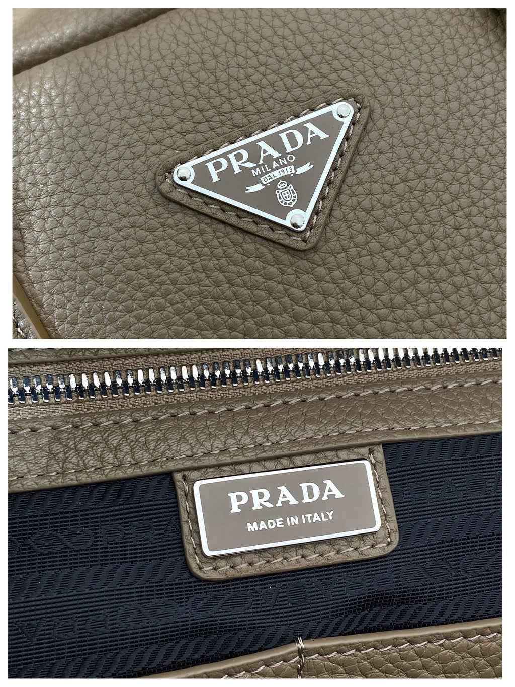 PRADA BRIEFCASE 40 IN DRIED MOSS GRAINED CALFSKIN