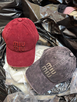 Miu Miu Corduroy Logo Baseball Cap