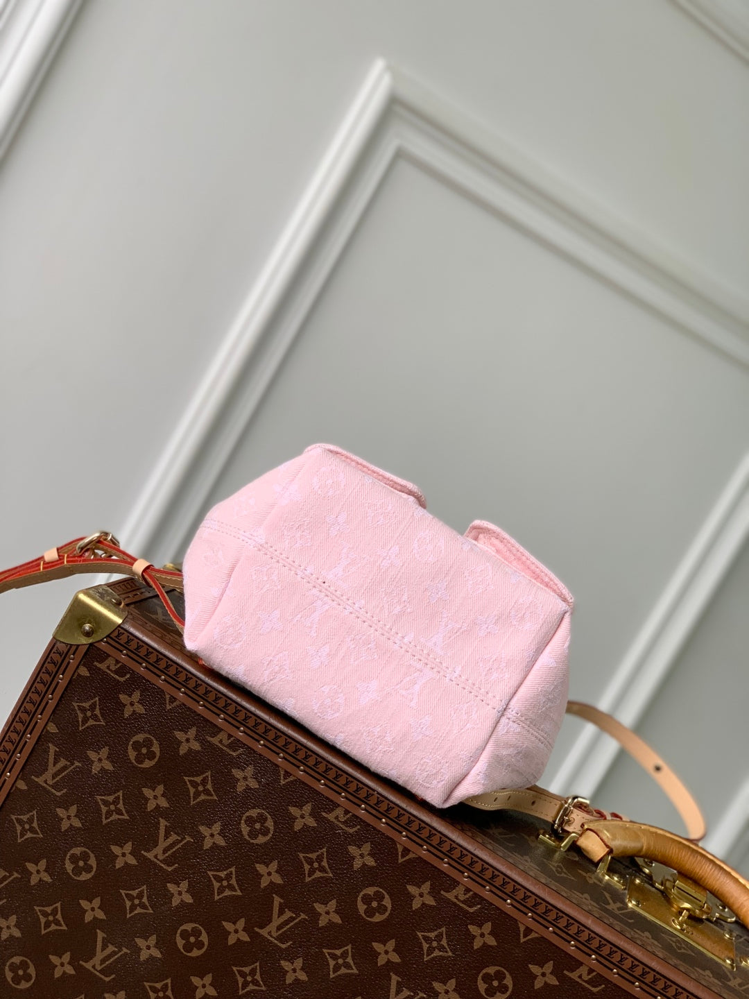 LOUIS VUITTON VENICE BACKPACK 24 IN PINK MONOGRAM DENIM GOLD HARDWARE