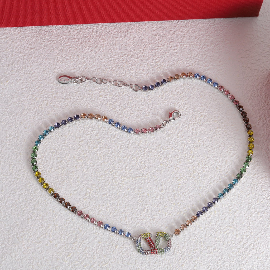 18K Valentino Multi-Color Crystals Necklace