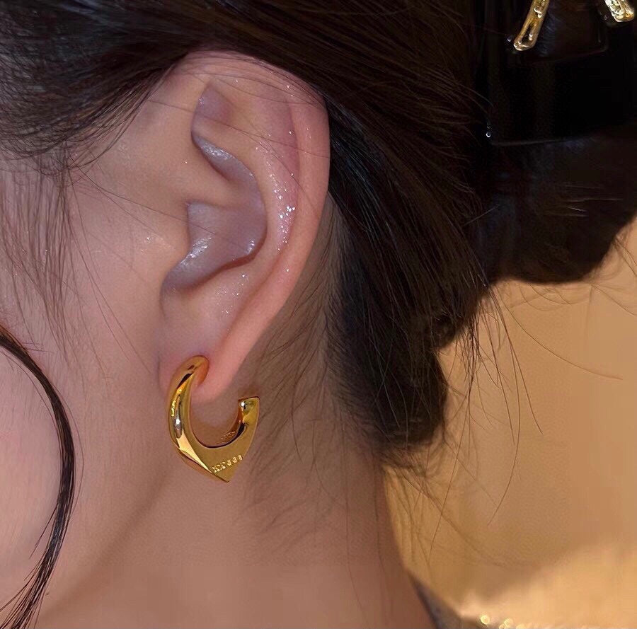 18K Prada Triangle Open Earrings