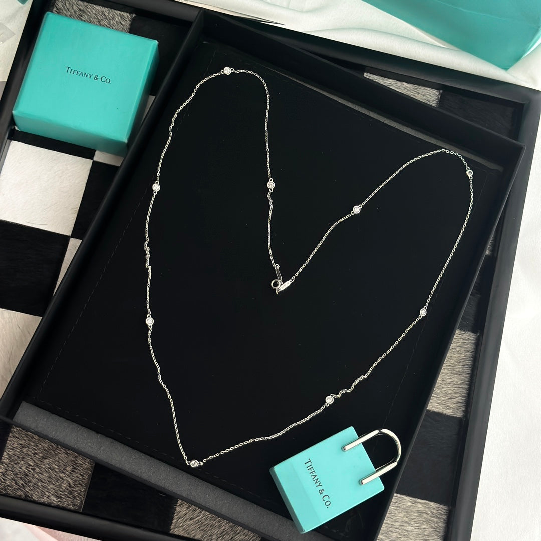 18K Tiffany Elsa Peretti Diamonds By The Yard Necklace