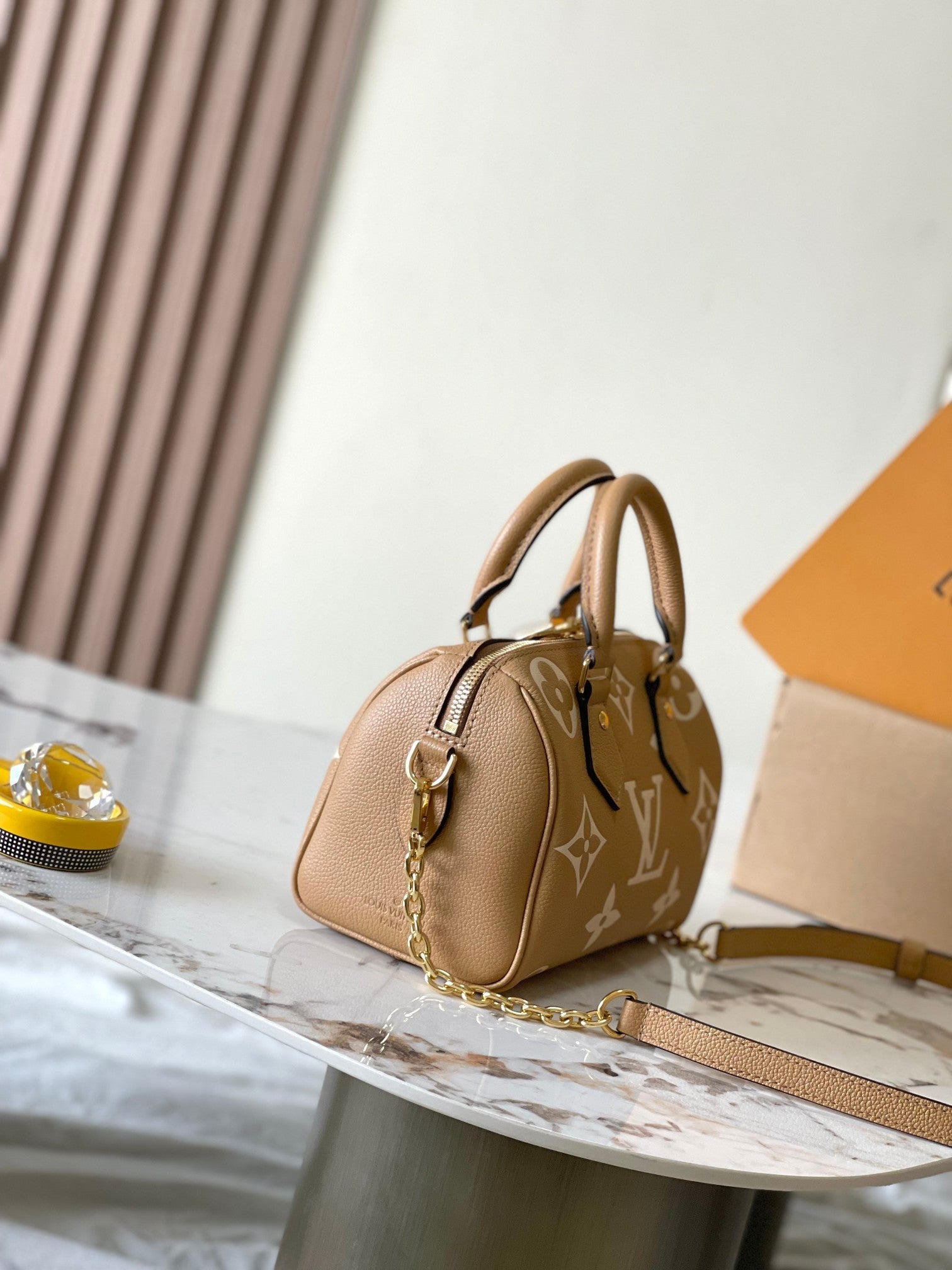 LOUIS VUITTON SPEEDY BANDOULIÈRE 20 IN MILK TEA MONOGRAM EMPREINTE LEATHER