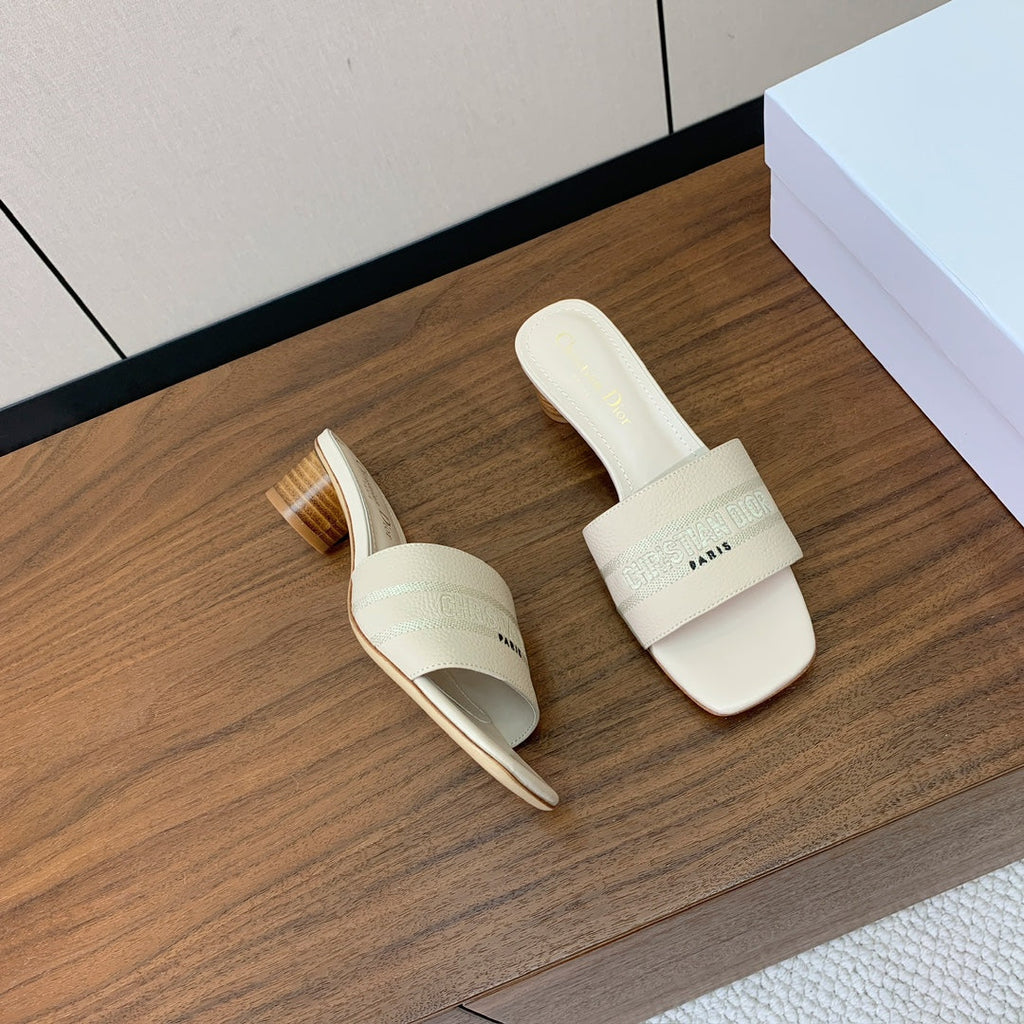 DIOR 25S HIGH-HEEL SANDALS 40 MM IN CREAM WHITE CALFSKIN