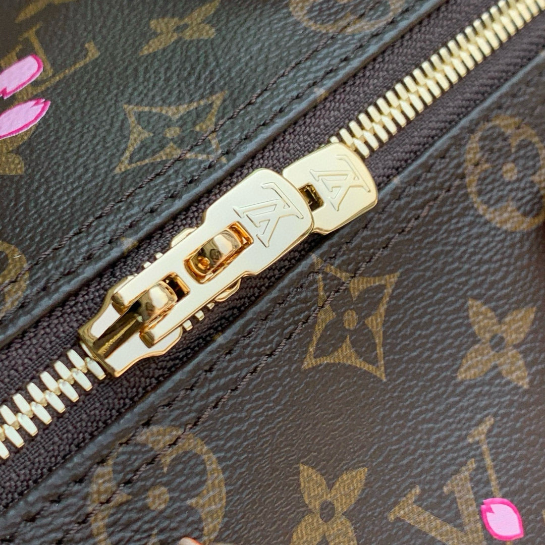 LOUIS VUITTON SPEEDY BANDOULIÈRE CHERRY BLOSSOM 25 IN SAKURA BROWN MONOGRAM COATED CANVAS