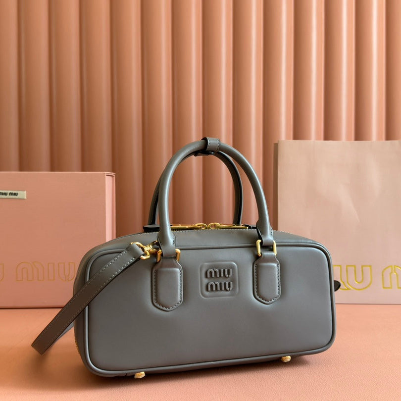 ARCADIE BAG 27 IN DARK GREY SHINY CALFSKIN