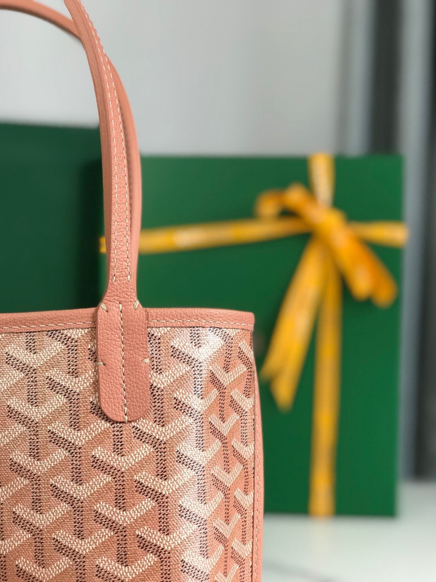 ANJOU MINI BAG 20 IN MANHATTAN PINK  CALFSKIN AND GOYARDINE CANVAS