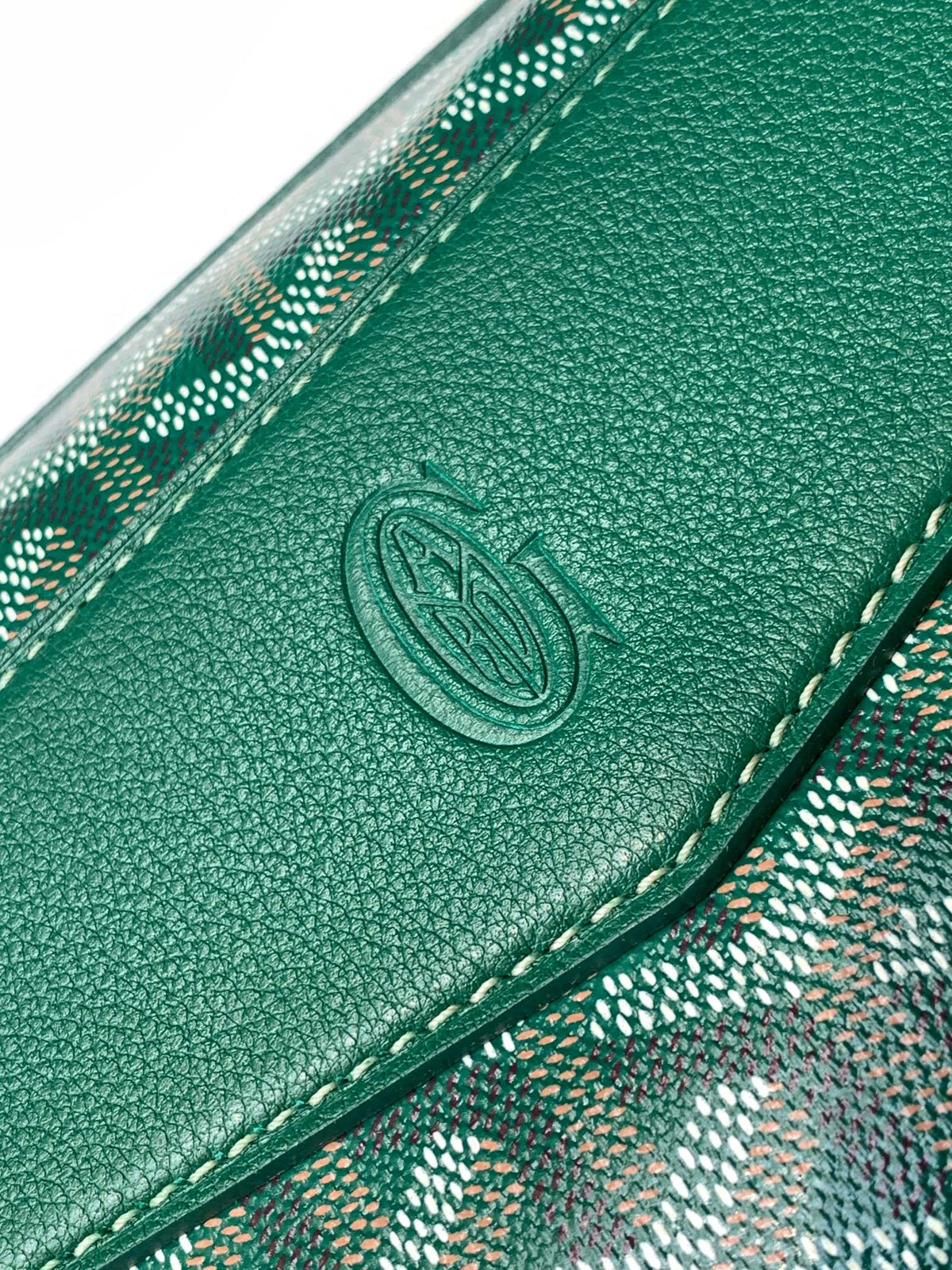 CISALPIN DOCUMENT CASE 39 IN GREEN GOYARDINE CANVAS AND CALFSKIN