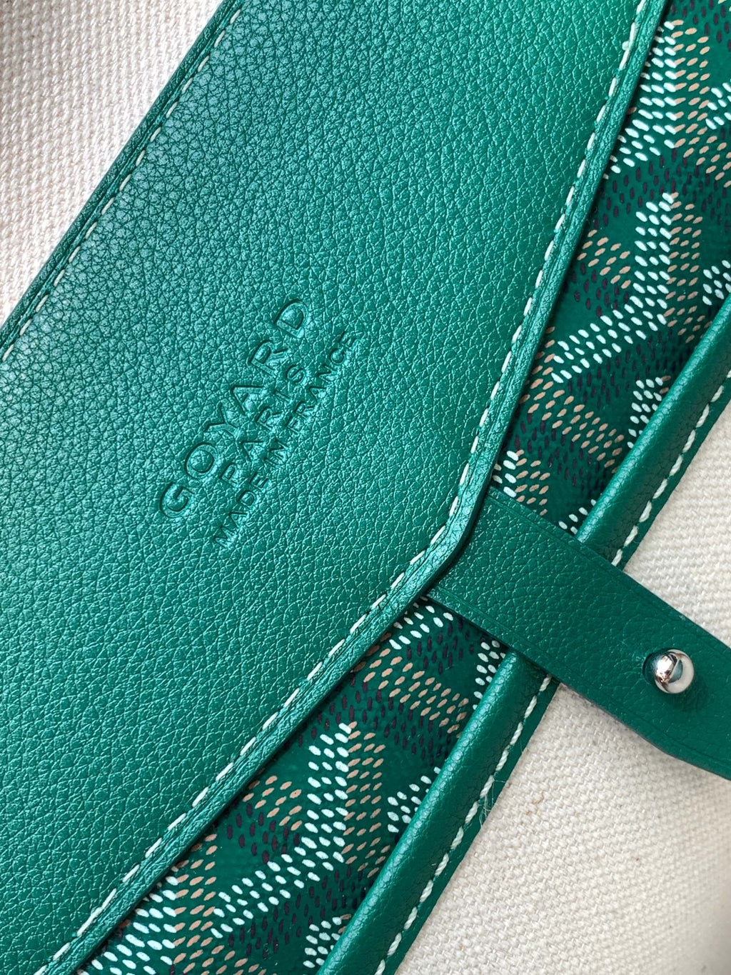 CISALPIN DOCUMENT CASE 39 IN GREEN GOYARDINE CANVAS AND CALFSKIN