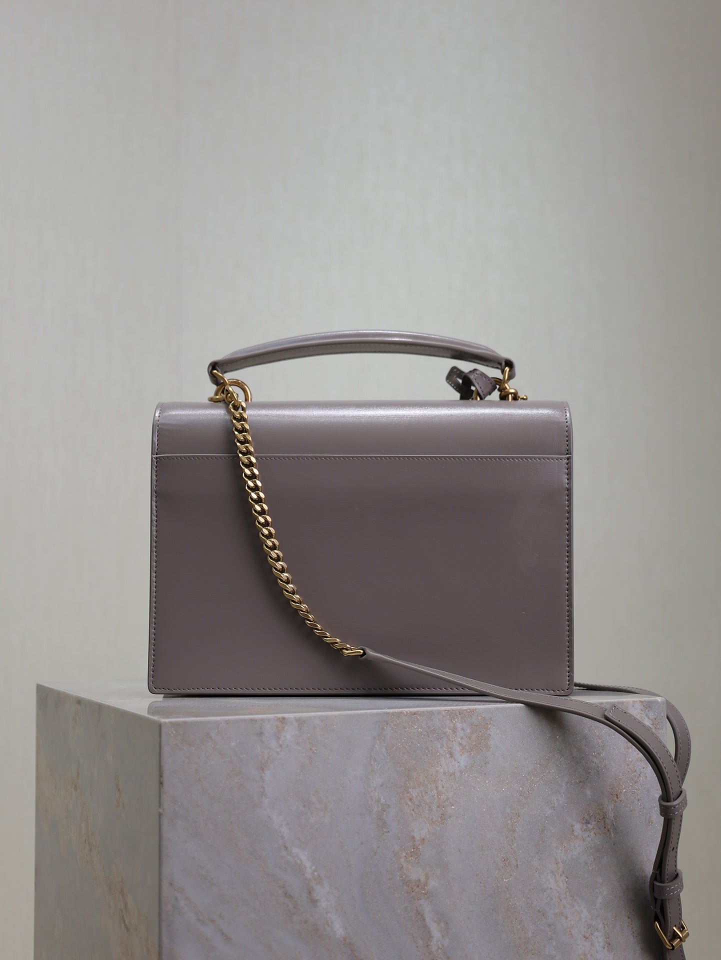 YSL 25S SUNSET MM 25 IN GRAYISH PURPLE CALFSKIN GOLD HARDWRE